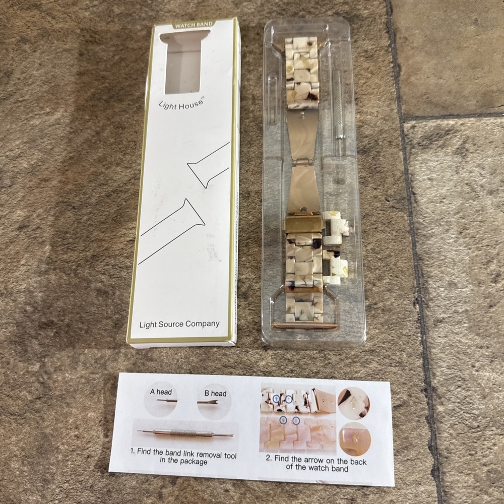 Lighthouse Apple Watch Band 38mm-41mm Resin W/Gold Stainless Steel Clasp & Tool
